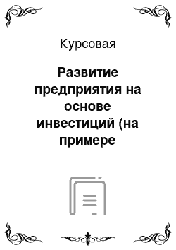 Курсовая: Развитие предприятия на основе инвестиций (на примере ресторана «Лянеж»)