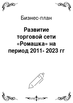 Бизнес-план: Развитие торговой сети «Ромашка» на период 2011-2023 гг