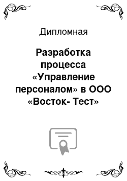 Дипломная: Разработка процесса «Управление персоналом» в ООО «Восток-Тест»