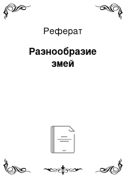 Реферат: Разнообразие змей