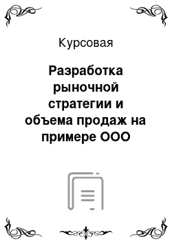 Курсовая: Разработка рыночной стратегии и объема продаж на примере ООО «Дизайн-принт»