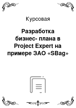 Курсовая: Разработка бизнес-плана в Project Expert на примере ЗАО «SBag»
