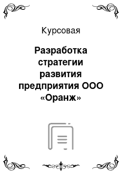 Курсовая: Разработка стратегии развития предприятия ООО «Оранж»