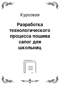 Курсовая: Разработка технологического процесса пошива сапог для школьниц