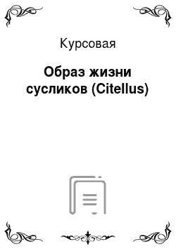 Курсовая: Образ жизни сусликов (Citellus)