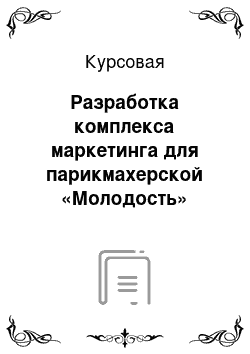 Курсовая: Разработка комплекса маркетинга для парикмахерской «Молодость»