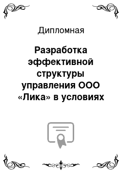 Дипломная: Разработка эффективной структуры управления ООО «Лика» в условиях стратегического развития бизнеса