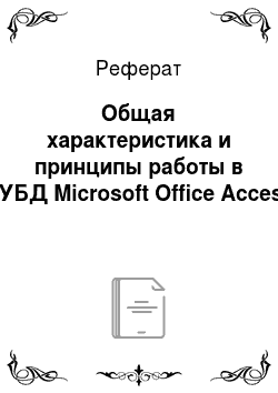 Реферат: Общая характеристика и принципы работы в СУБД Microsoft Office Access