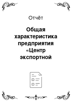 Отчёт: Общая характеристика предприятия «Центр экспортной поддержки Чувашской Республики»