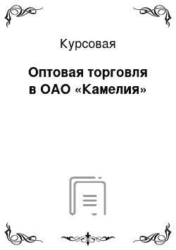 Курсовая: Оптовая торговля в ОАО «Камелия»