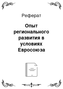 Реферат: Опыт регионального развития в условиях Евросоюза