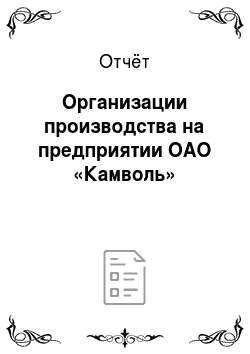 Отчёт: Организации производства на предприятии ОАО «Камволь»