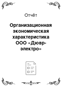 Отчёт: Организационная экономическая характеристика ООО «Дювр-электро»