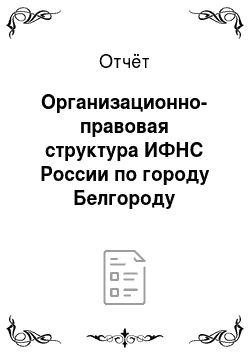 Отчёт: Организационно-правовая структура ИФНС России по городу Белгороду