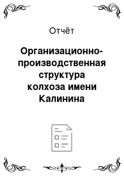Отчёт: Организационно-производственная структура колхоза имени Калинина