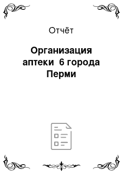 Отчёт: Организация аптеки №6 города Перми