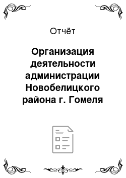 Отчёт: Организация деятельности администрации Новобелицкого района г. Гомеля