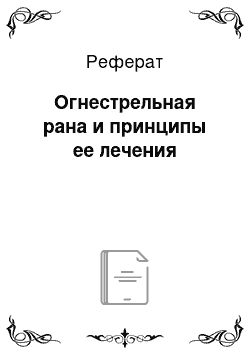 Реферат: Огнестрельная рана и принципы ее лечения