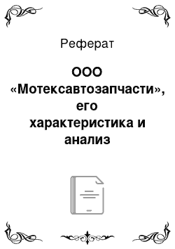 Реферат: ООО «Мотексавтозапчасти», его характеристика и анализ организационной структуры управления предприятия