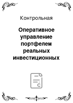 Контрольная: Оперативное управление портфелем реальных инвестиционных проектов