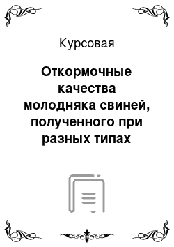 Курсовая: Откормочные качества молодняка свиней, полученного при разных типах скрещивания