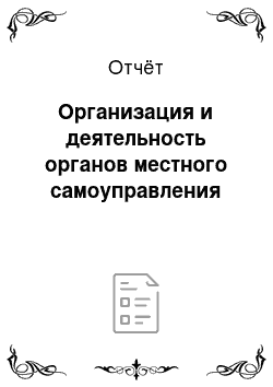 Отчёт: Организация и деятельность органов местного самоуправления