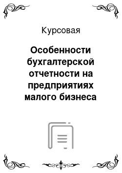 Курсовая: Особенности бухгалтерской отчетности на предприятиях малого бизнеса