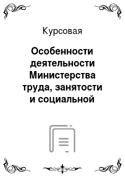 Курсовая: Особенности деятельности Министерства труда, занятости и социальной защиты Республики Татарстан