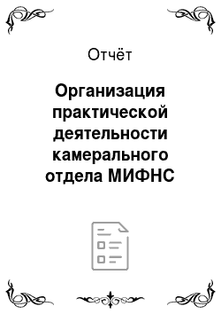Отчёт: Организация практической деятельности камерального отдела МИФНС России по крупнейшим налогоплательщикам по Приморскому краю