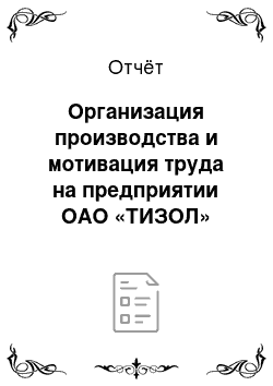 Отчёт: Организация производства и мотивация труда на предприятии ОАО «ТИЗОЛ»