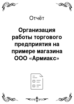 Отчёт: Организация работы торгового предприятия на примере магазина ООО «Армиакс» города Минск