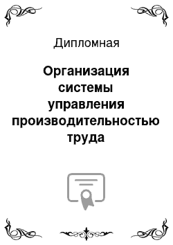 Дипломная: Организация системы управления производительностью труда