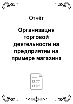 Отчёт: Организация торговой деятельности на предприятии на примере магазина «Кировка»