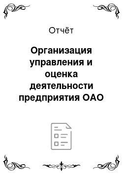 Отчёт: Организация управления и оценка деятельности предприятия ОАО «Машиностроительный завод»