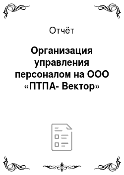 Отчёт: Организация управления персоналом на ООО «ПТПА-Вектор»