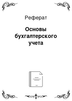 Реферат: Основы бухгалтерского учета