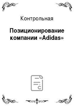 Контрольная: Позиционирование компании «Adidas»