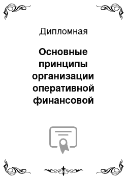 Дипломная: Основные принципы организации оперативной финансовой работы на предприятии