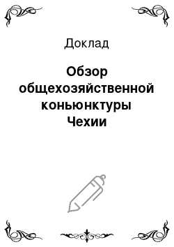 Доклад: Обзор общехозяйственной коньюнктуры Чехии