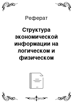 Реферат: Структура экономической информации на логическом и физическом уровнях