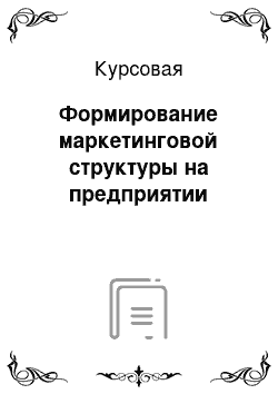 Курсовая: Формирование маркетинговой структуры на предприятии