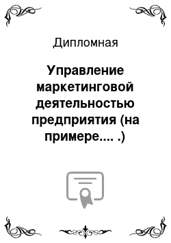 Дипломная: Управление маркетинговой деятельностью предприятия (на примере.... .)