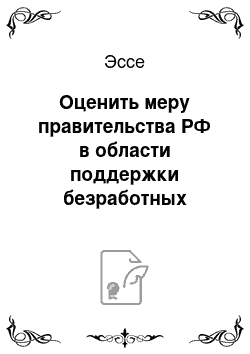 Эссе: Оценить меру правительства РФ в области поддержки безработных граждан