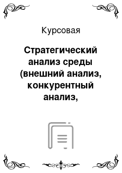 Курсовая: Стратегический анализ среды (внешний анализ, конкурентный анализ, внутренний анализ)