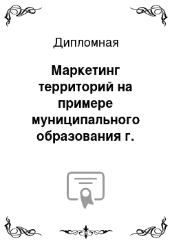 Дипломная: Маркетинг территорий на примере муниципального образования г. Екатеринбург