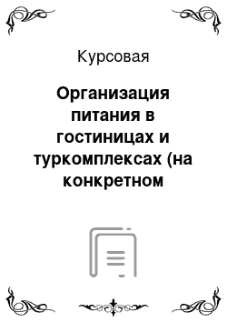 Курсовая: Организация питания в гостиницах и туркомплексах (на конкретном примере)