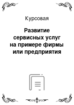 Курсовая: Развитие сервисных услуг на примере фирмы или предприятия