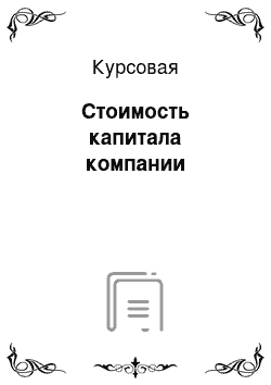 Курсовая: Стоимость капитала компании