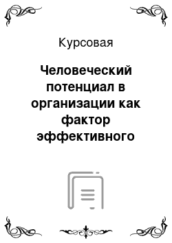 Курсовая: Человеческий потенциал в организации как фактор эффективного менеджмента