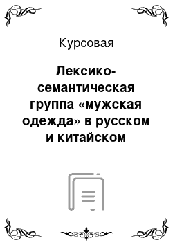 Курсовая: Лексико-семантическая группа «мужская одежда» в русском и китайском языках